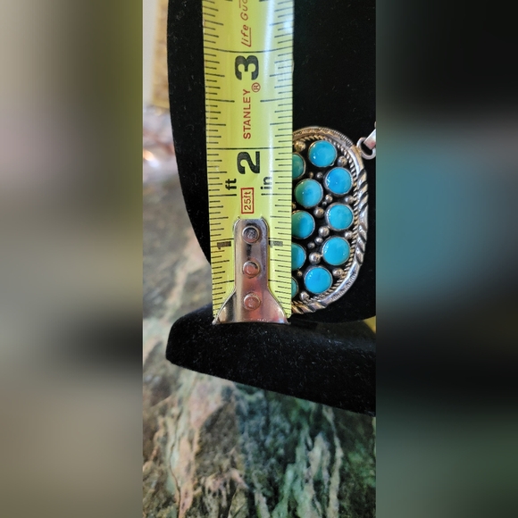 NEW CHARLES JOHNSON NATIVE AMERICAN NAVAJO STERLING SILVER TURQUOISE BIB NECKLAC - Picture 12 of 14